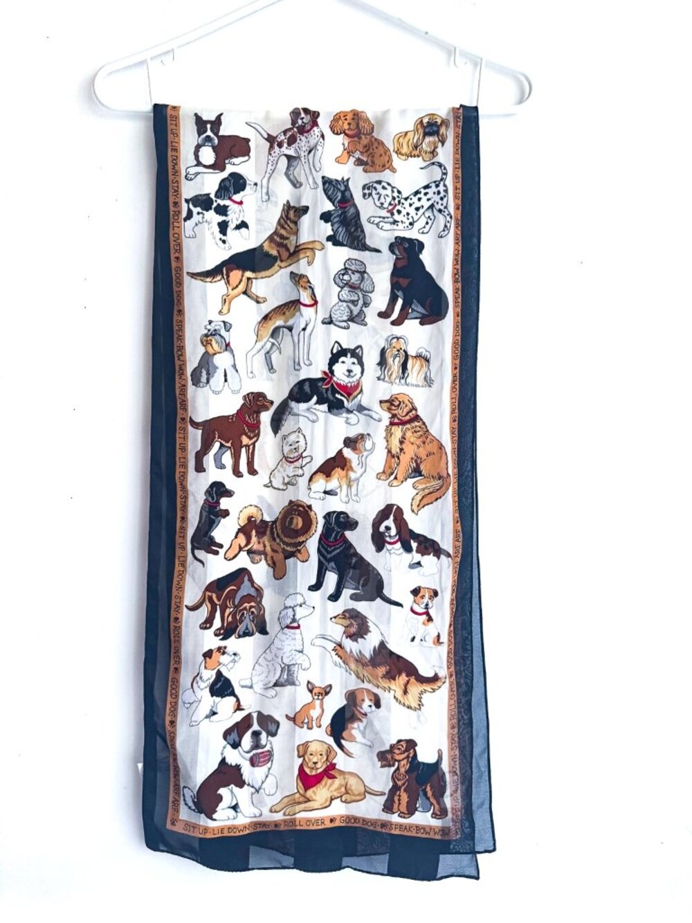 Vintage Dog Print Sheer Rectangular Scarf
